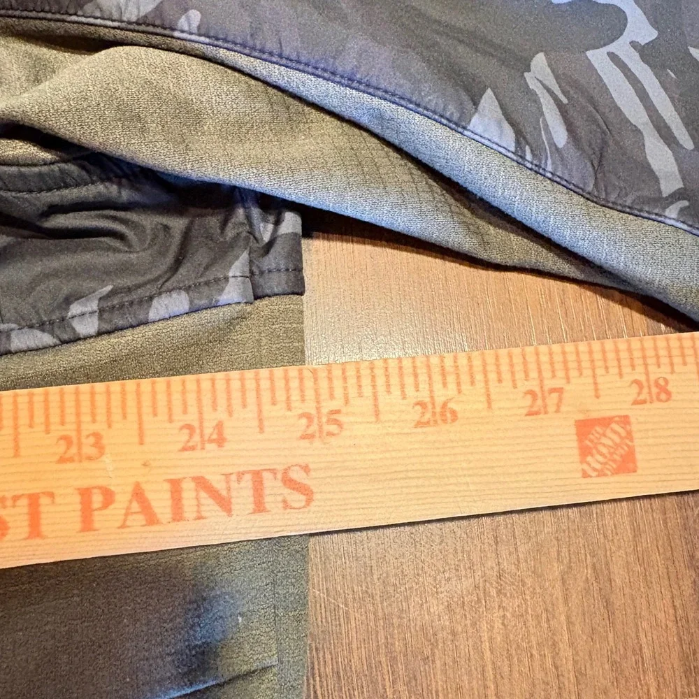 The North Face Mens XL Full Zip Camo Hybrid Fleece Hoodie Olive Green Black Tech
